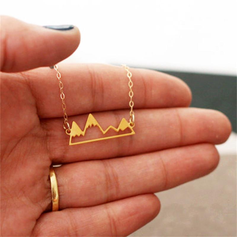 Trinkets Mountain Peak Hollow Snow Mountain Pendant Necklace Clavicle Chain Necklace