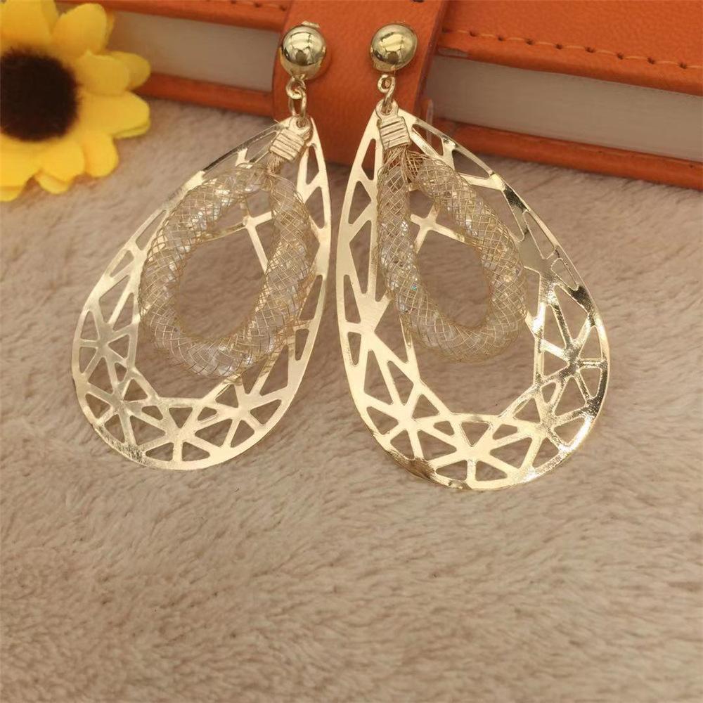 Hollow water drop bird's nest earrings imitation zircon earrings water drop earrings female earrings