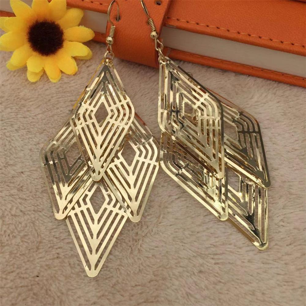 Baroque Hollow Rhombus Multi-layered Earrings For Women Earrings