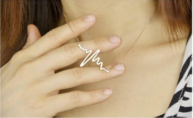 ECG Necklace Love Shape Pendant Fashion Clavicle Chain Color Gold Jewelry