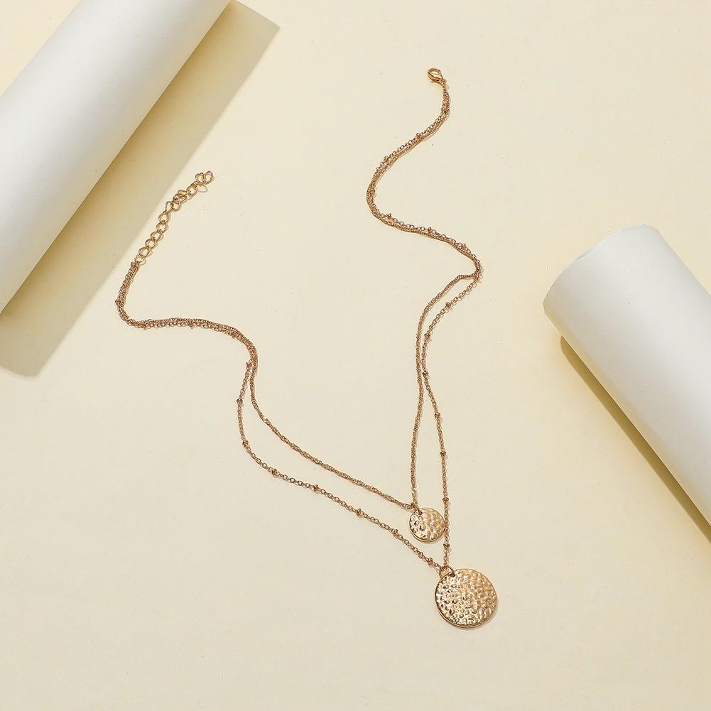 Jewelry ins popular metal imitation shell piece size pendant simple and versatile creative double layer necklace