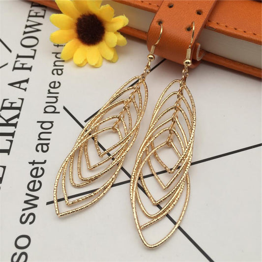 Indian multi-layer oval hoop earrings horse eye earrings night party earrings