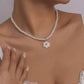 N1121 Small Fresh Rice Bead Necklace Women's Flower Tai Chi Gossip Necklace Simple Design Contrasting Color Necklace