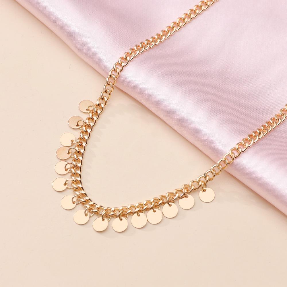 Fashion Round Iron Clavicle Chain Necklace Jewelry