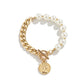 Jewelry Simple Pearl Peach Heart Moon Jewelry Female Retro Metal Queen Head Tag Bracelet