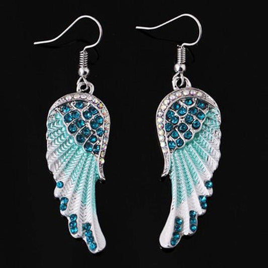 Fashion Women's Angel Wings Rhinestone Wings Mid-Long Pendant Earrings Simple Earrings First Jewelry