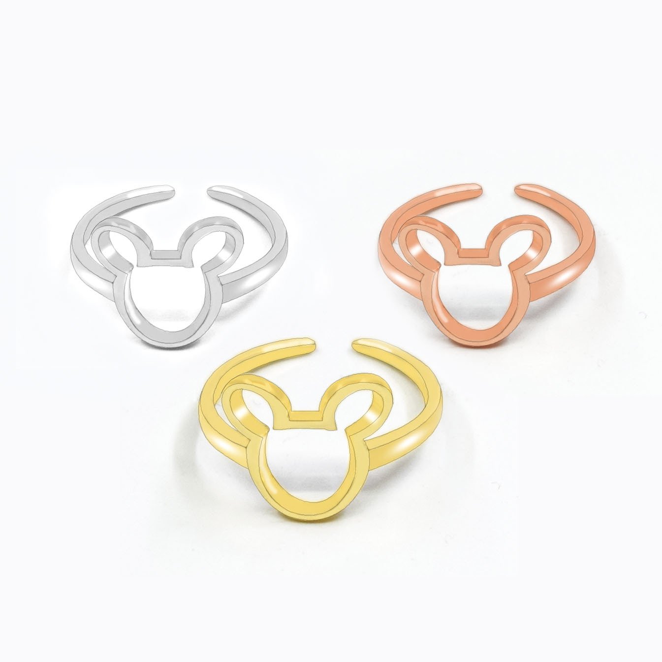 Fashion Jewelry Sweet Beauty Cute Cartoon Mickey Mickey Mouse Open Ring Electroplating Gold Silver