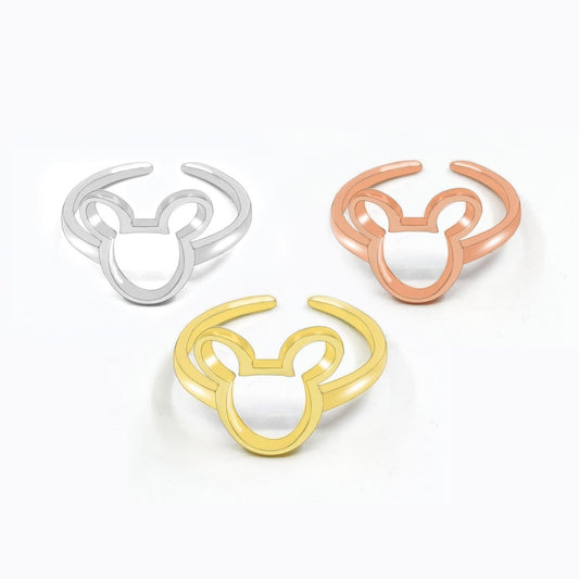 Fashion Jewelry Sweet Beauty Cute Cartoon Mickey Mickey Mouse Open Ring Electroplating Gold Silver