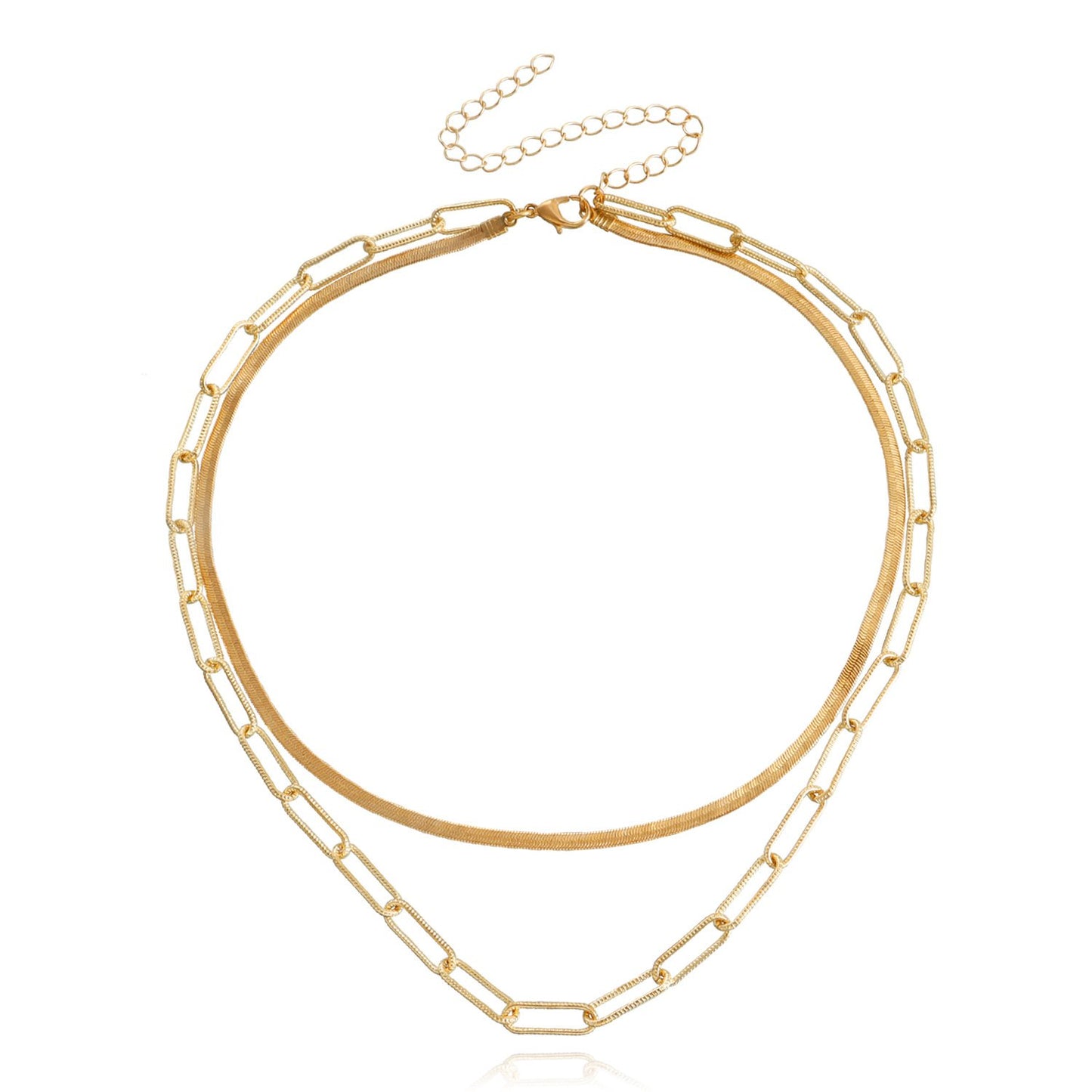 Jewelry Double Layer Multilayer Square Clavicle Chain Blade Snake Chain Clavicle Chain Ladies Necklace