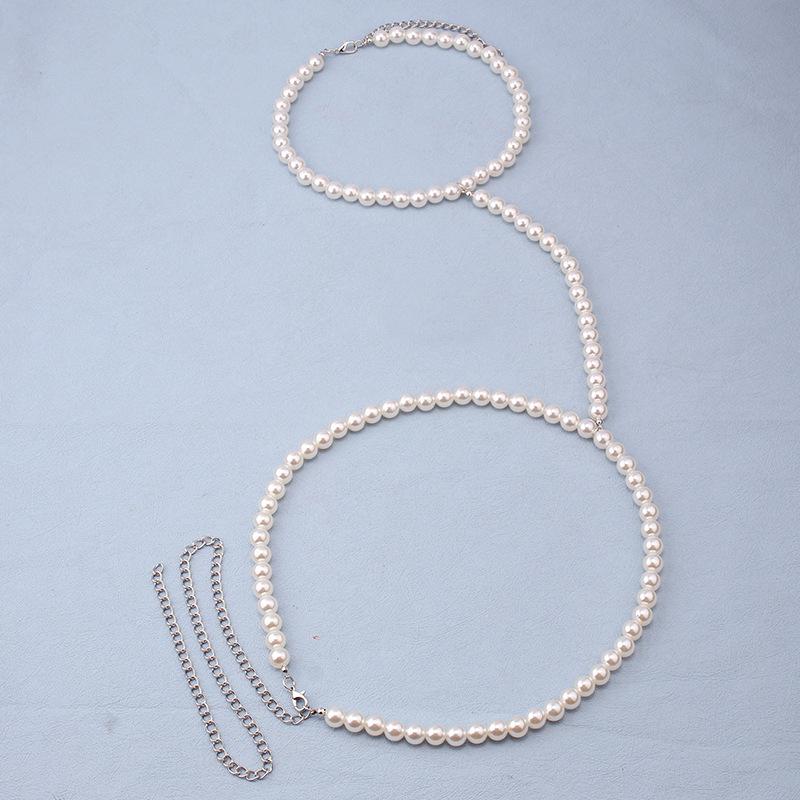 Jewelry Summer Versatile Bikini Body Chain Simple Handmade Chain Pearl One Chain Waist Chain