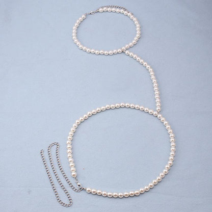 Jewelry Summer Versatile Bikini Body Chain Simple Handmade Chain Pearl One Chain Waist Chain