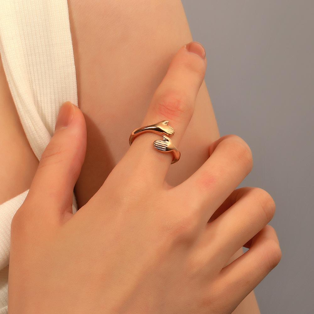 Simple love hug ring fashion personality alloy opening couple ring ins net red creative jewelry