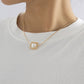 Jewelry Simple Versatile Imitation Pearl Pendant Necklace Retro Geometric Metal Chain Clavicle Necklace