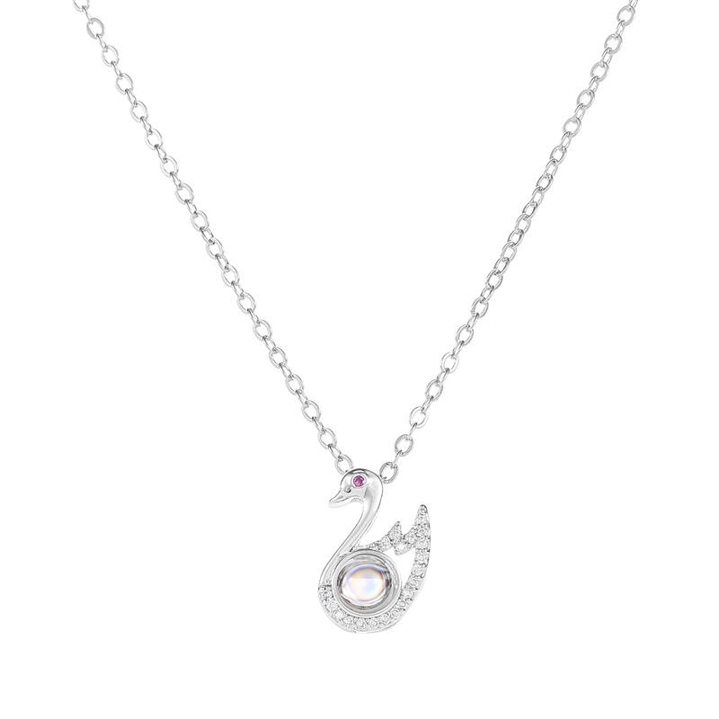 One hundred languages of the same style I love you necklace copper micro-inlaid zircon big belly swan pendant