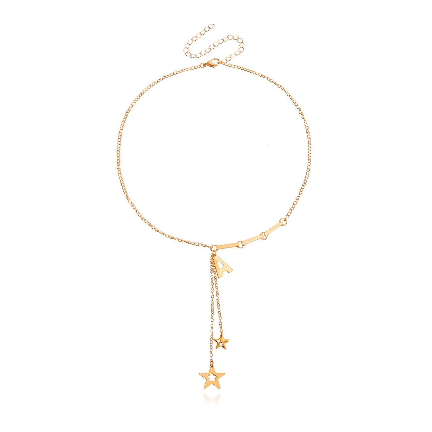Jewelry simple tassel letter A five-pointed star pendant necklace female accessories niche design sense of light luxury