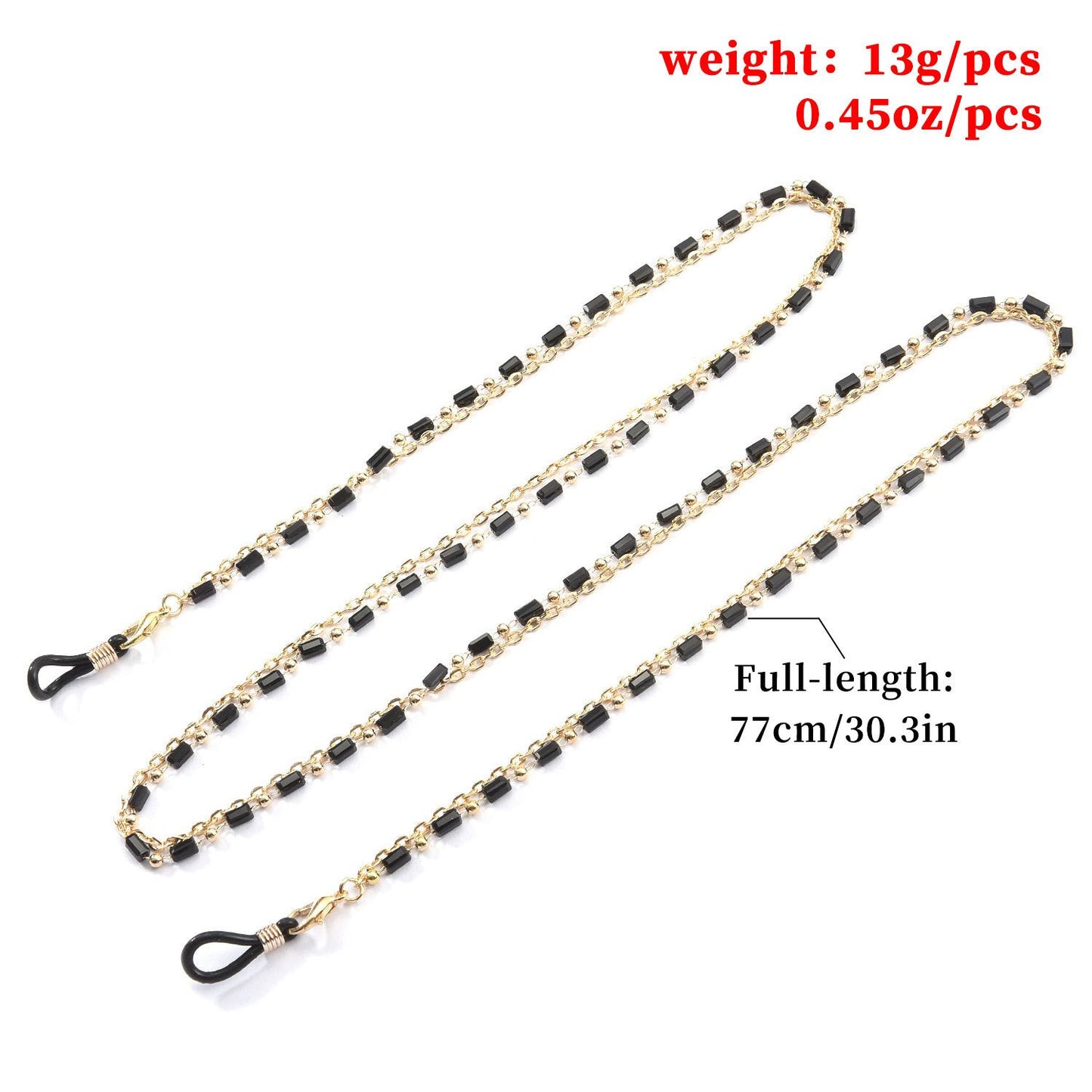 Jewelry Double Layer Acrylic Black Diamond Copper Bead Chain Glasses Chain Fashion Glasses Mask Accessories Female