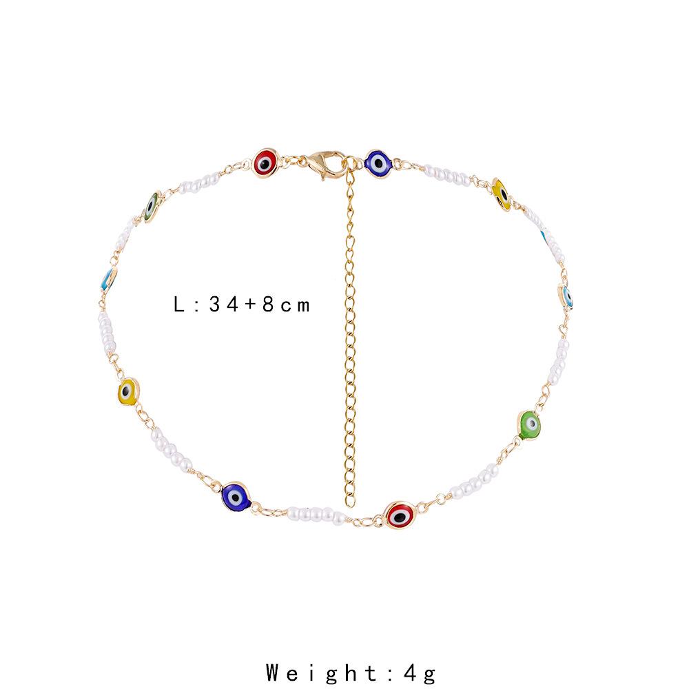 Simple Fashion Short Devil's Eye Pearl Clavicle Chain Necklace Versatile Temperament Personality Female Jewelry