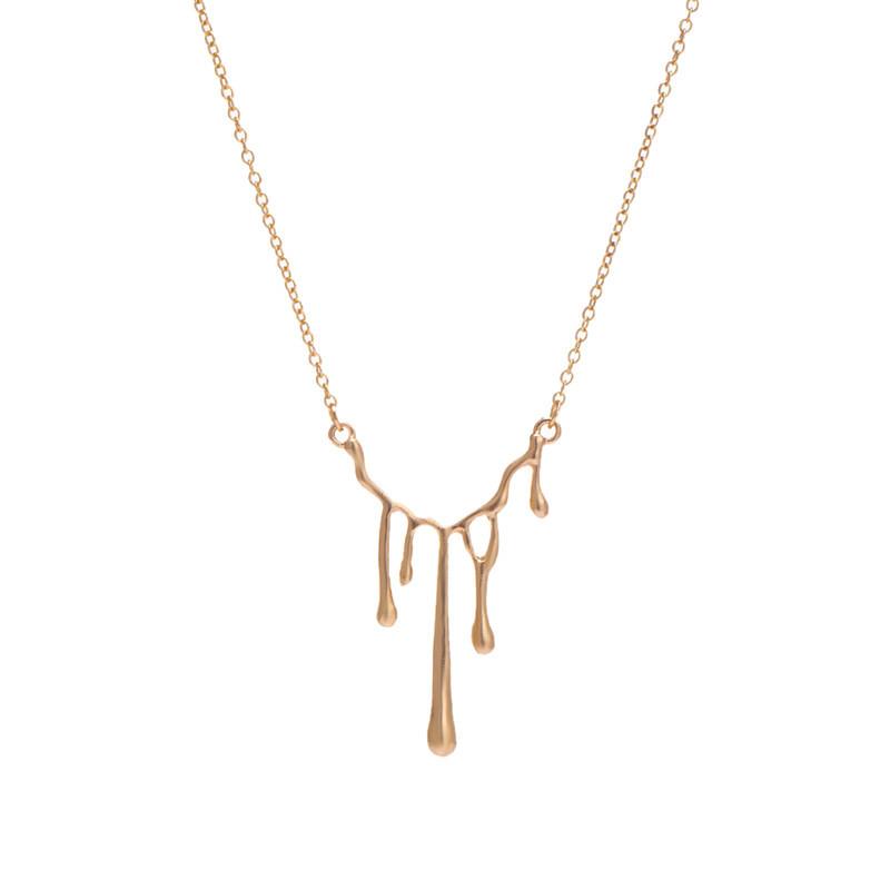 Cold and fresh water drop lava necklace female dark love earrings female minority design sense irregular heart-shaped earrings