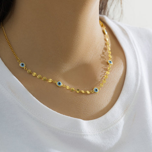 Jewelry creative sequin eye pendant splicing body chain female simple geometric single-layer waist chain