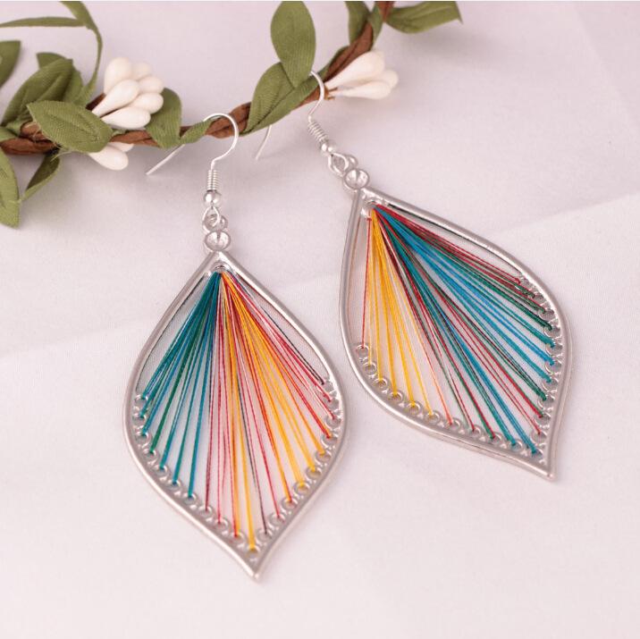 Fashion Exaggerated Earrings Handmade Silk Thread Oval Earrings Famous Jewelry