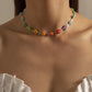 Jewelry Simple Color Gradient Rice Beads Small Daisy Necklace Holiday Braided Clavicle Necklace Women