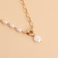 Jewelry punk simple single-layer back-shaped chain pearl pendant necklace female ins all-match necklace