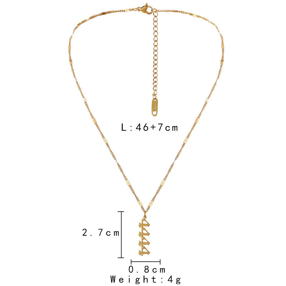 Fashion stainless steel number angelnumber4444 necklace angel's mark personality simple