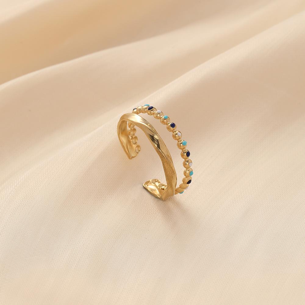 Fashionable simple and lovely color tone dripping oil stainless steel open ring female all-match personalized titanium steel ring