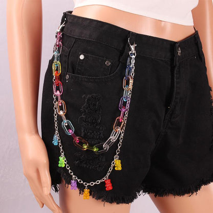 Jewelry Punk Candy Color Resin Bear Street Shot Hip-Hop Pants Chain Ornaments Teenage Trousers