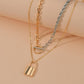 Multilayer Necklace Female Retro Simple Alloy Pendant Necklace OT Buckle Double Sweater Chain