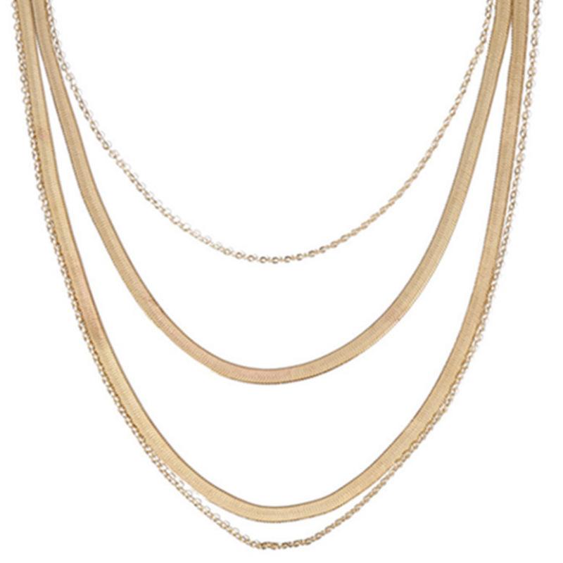 Jewelry Mix Thickness Cross Chain Pendant Necklace Geometric Snake Bone Chain Multilayer Necklace Female