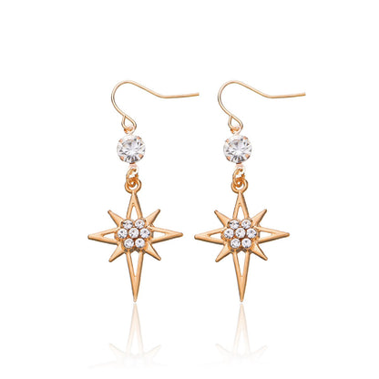 Jewelry fashion geometric octagonal diamond earrings female personality exaggerated star ear hook
