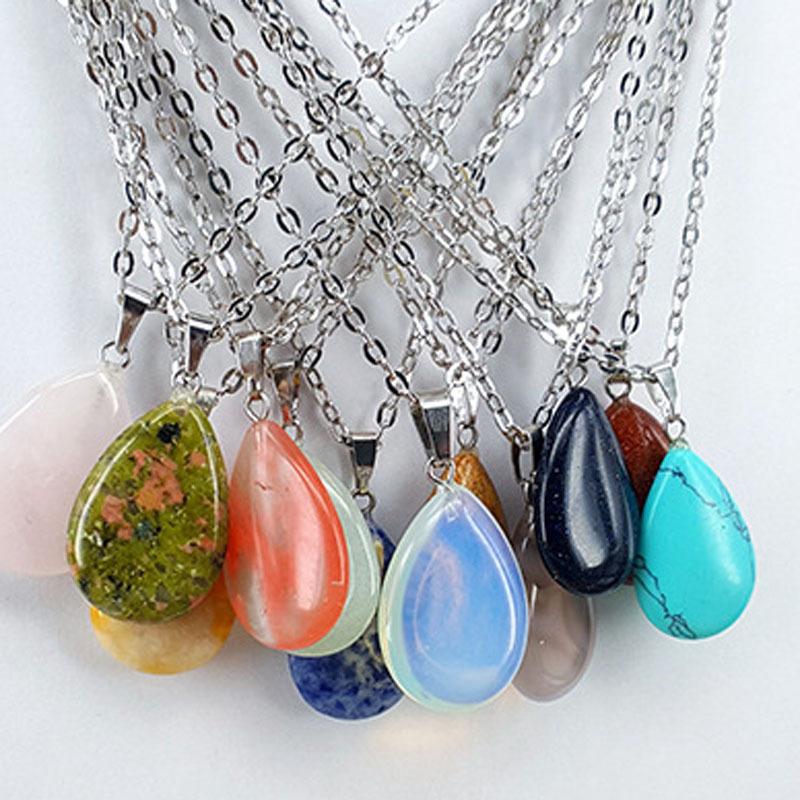 Clothing Accessories Necklace Simple Water Drop Necklace Clavicle Chain Natural Stone Pendant With Chain