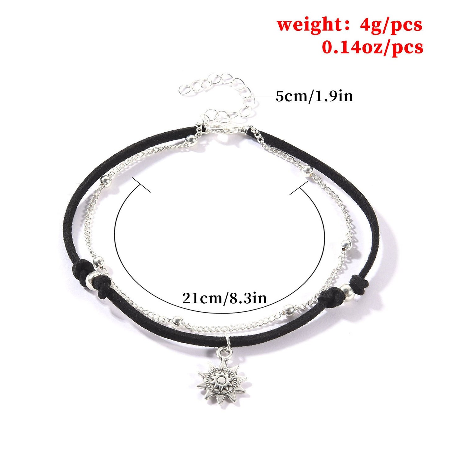 Jewelry Fashion Sunflower Pendant Beach Foot Jewelry Ladies Retro Double Cord Knotted Anklet