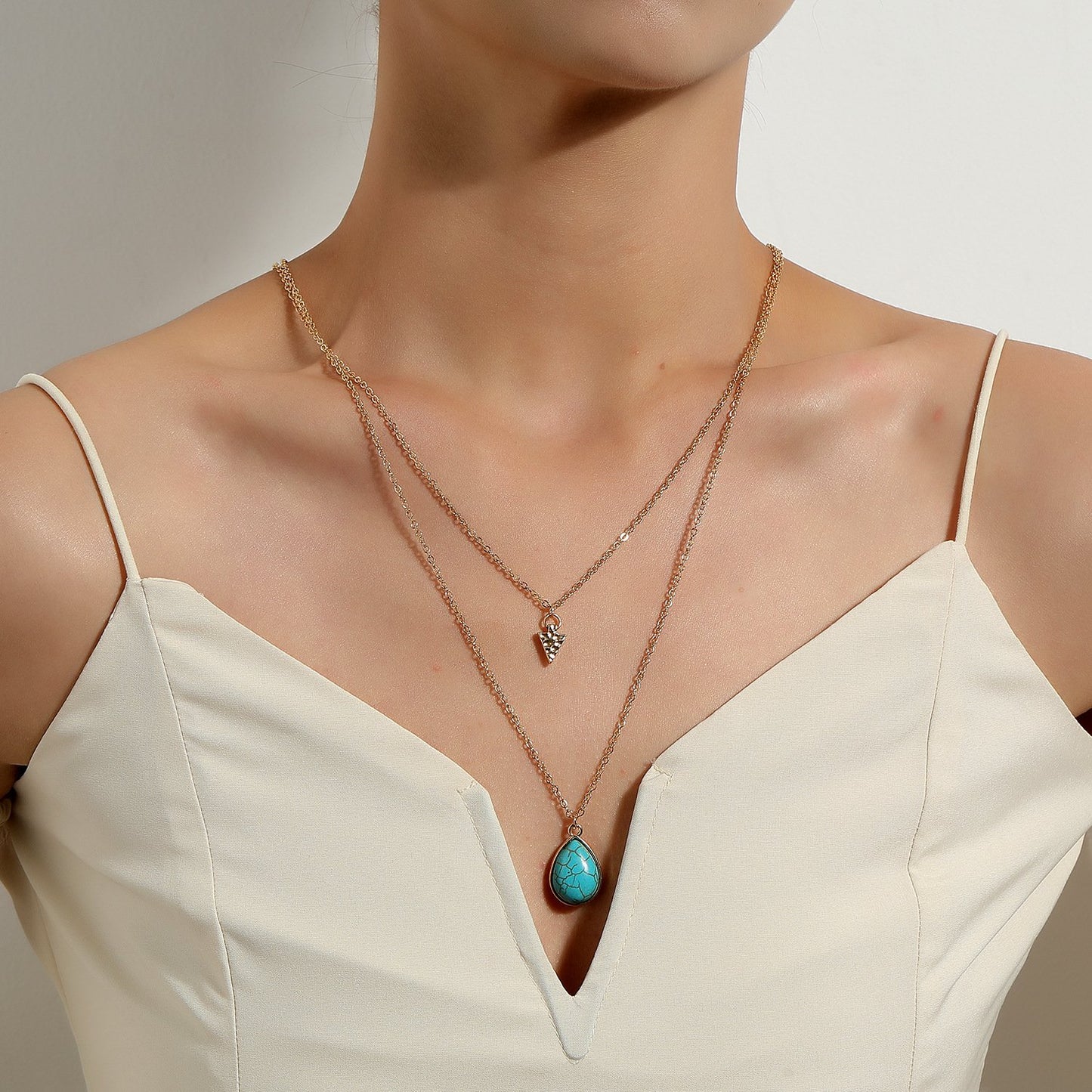 Jewelry fashion gold turquoise pendant necklace female punk trend cross pendant necklace