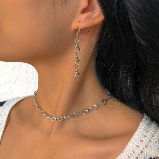 N9569 Niche Geometric Necklace Necklace Lobster Buckle Creative Design Personality Necklace Earring Set