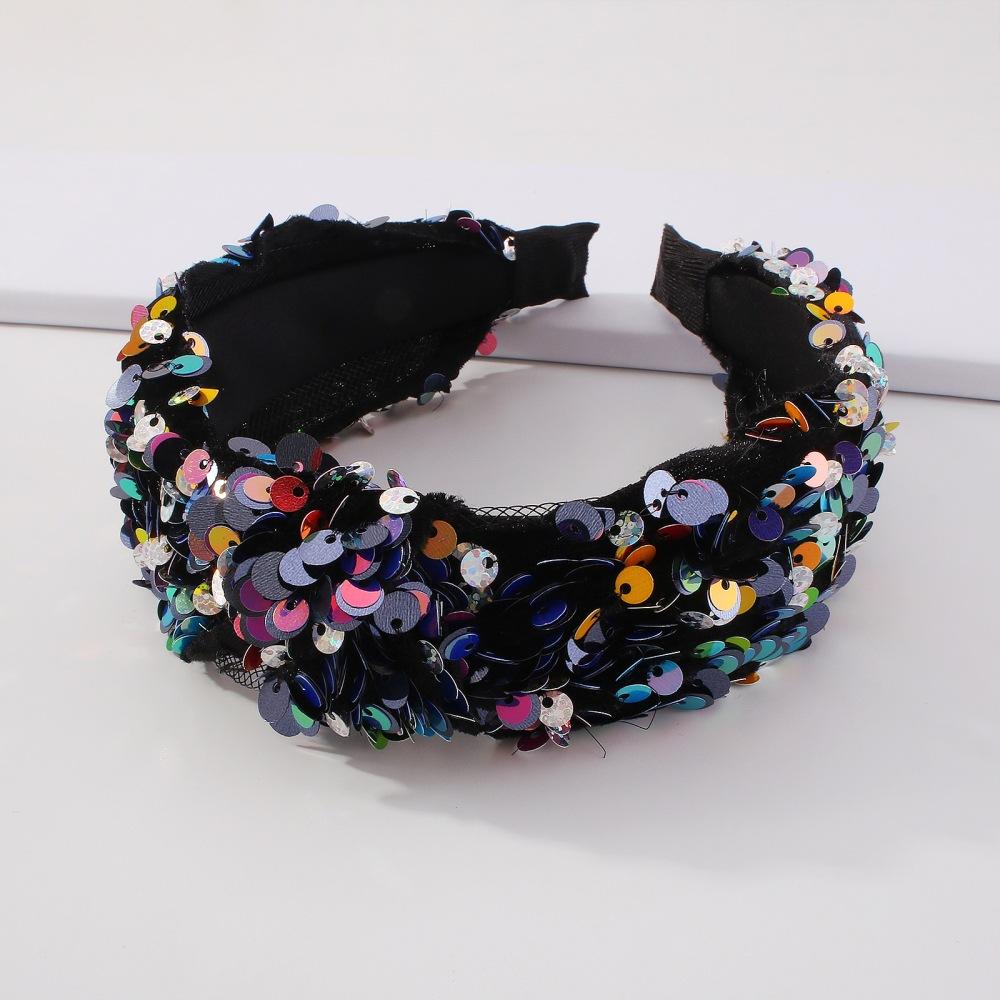 F3727 Jewelry Personality Super Shiny Sequin Headband Fabric Art Fashion Stage Catwalk Temperament Hair Accessories