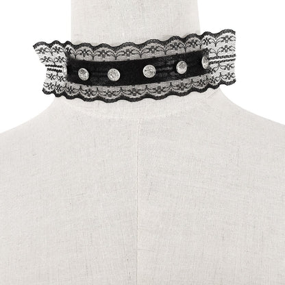 N1835 personality lace leather sexy choker collar gothic creative retro necklace