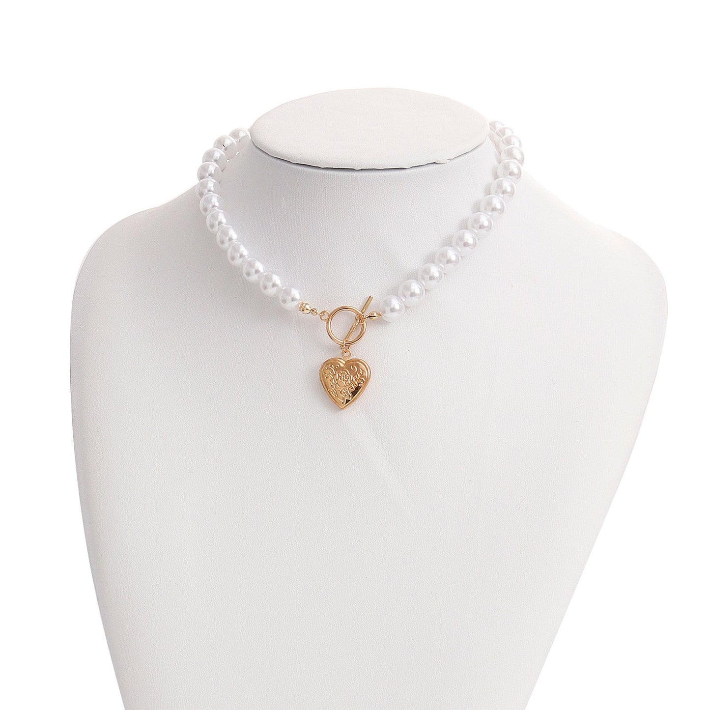 Jewelry Valentine's Day openable cover love simple OT buckle baroque pearl necklace female niche design sense
