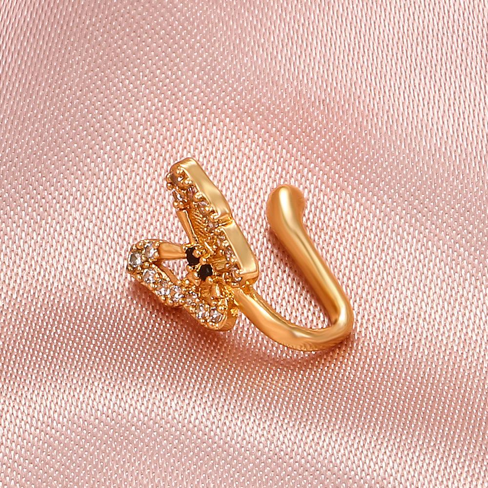 Fashion personality U-shaped fake nose ring diamond butterfly nose nail no hole nose clip piercing jewelry