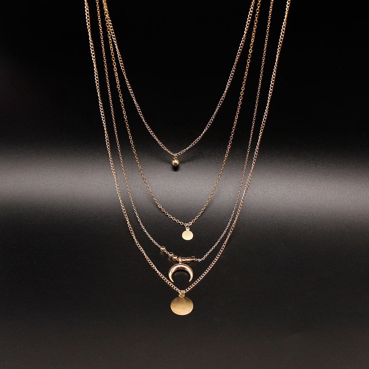 Jewelry Fashion Fashion Personality Multilayer Moon Disc Pendant Women's Necklace