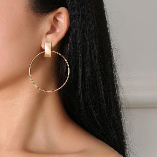 Fashion simple round metal earring temperament fashion OL ring earrings accessories