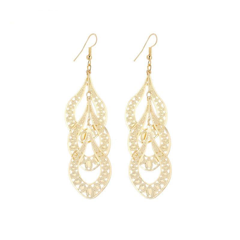 Indian Baroque multi-level women's hollow out long earrings ethnic all-match earrings