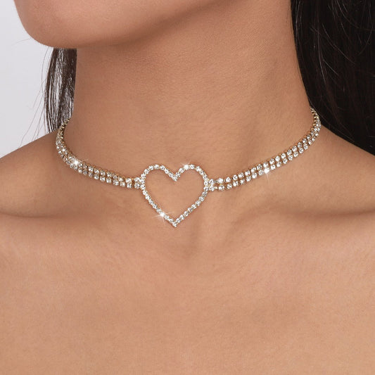 N1594 Niche light luxury design clavicle neck chain claw chain full of diamond love sweet personality necklace for women