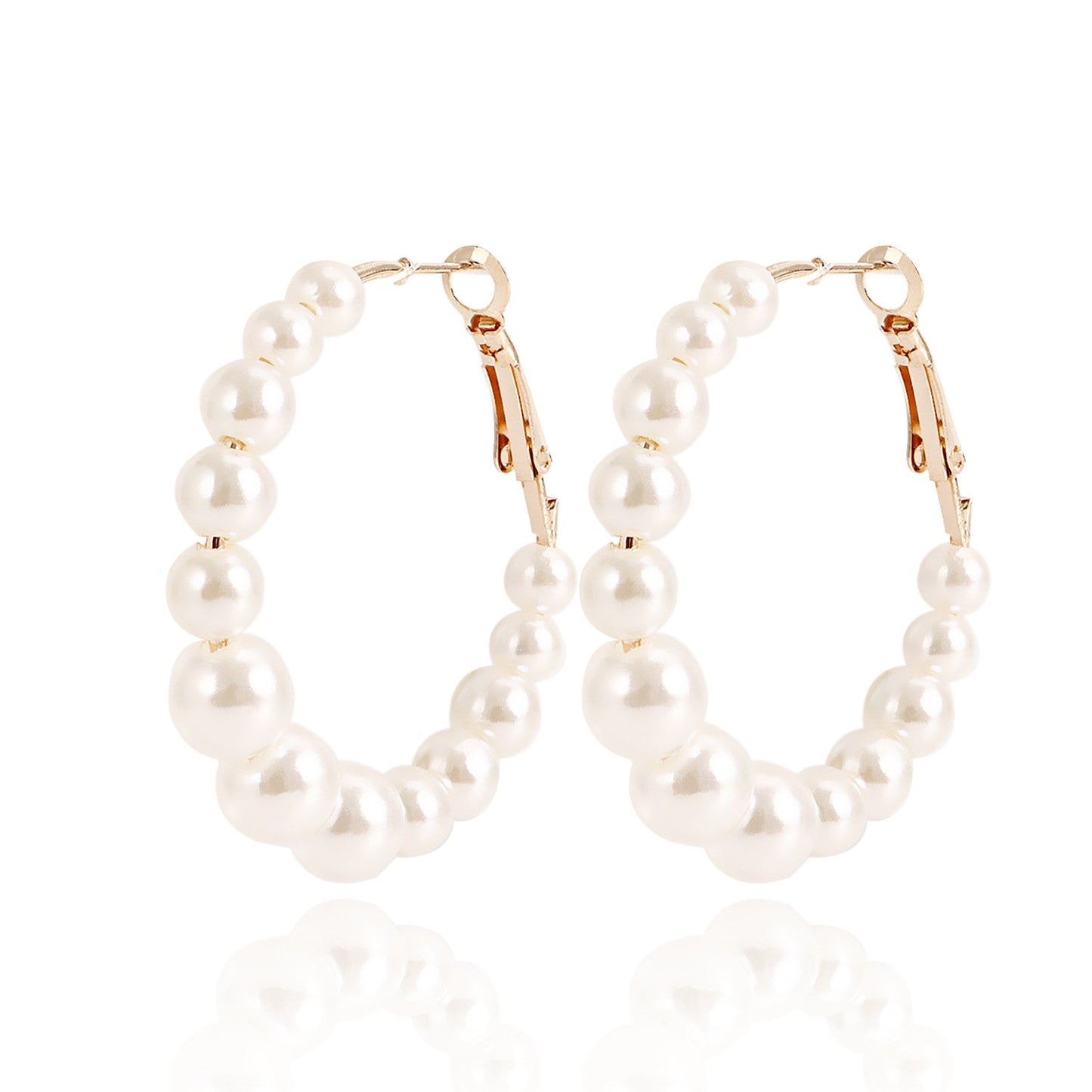 Explosive ins hot girl C-shaped imitation baroque pearl big ring earrings female earrings jewelry
