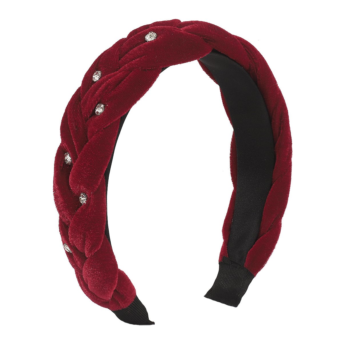 F5247 Small fragrant velvet cloth rhinestone hair hoop female niche twist braid sweet elegant retro geometric head hoop