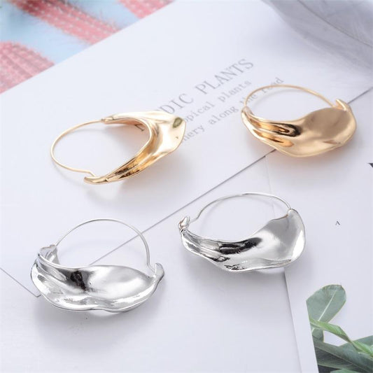 Creative irregular earrings metal flower basket exaggerated earrings ins net red earrings