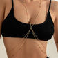 Jewelry with metal bikini clothing feminine cross rhinestone multi-layer fringed chest chain