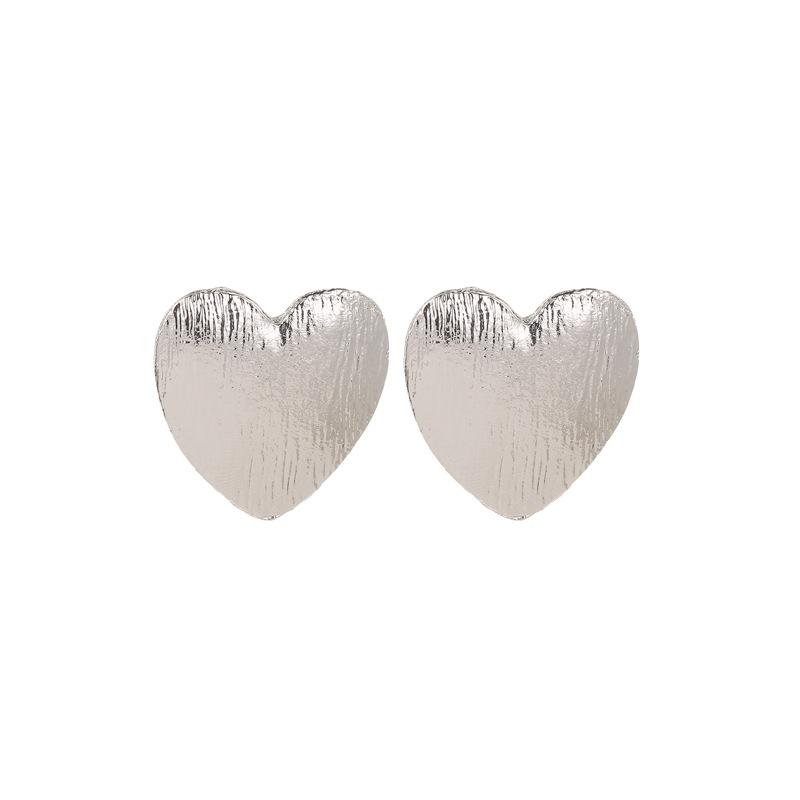 Trendy Heart Earrings Exaggerated Atmosphere Metal Frosted Retro Earrings Fashion Hipster Jewelry