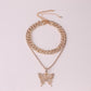 INS fashion butterfly pendant full of zircon hip-hop male and female necklace collarbone chain